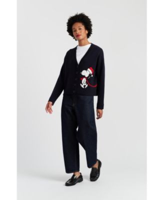Women's Wool-Cashmere Holiday Snoopy Cardigan