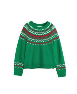 Women's Wool-Cashmere Bow Fairisle Sweater