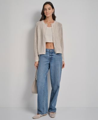 Women's Baby Chenille Open-Stitch Long-Sleeve Cardigan