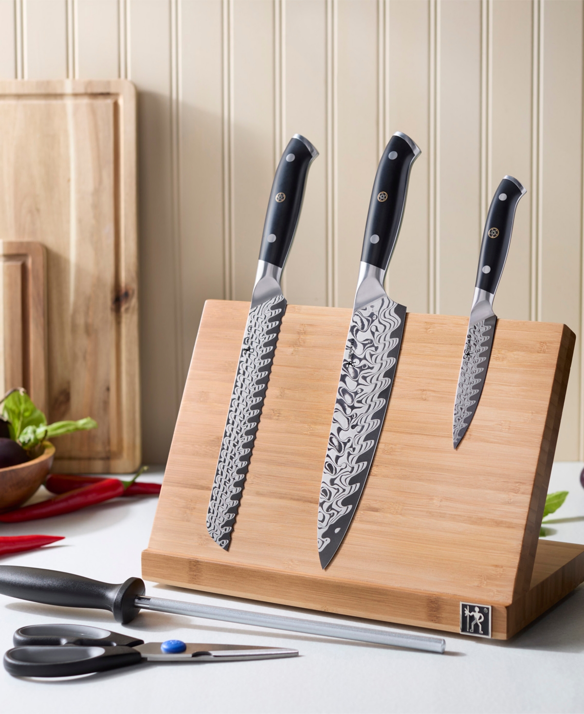 Henckels Compass Damascus 6-pc. Magnetic Easel Set In Black