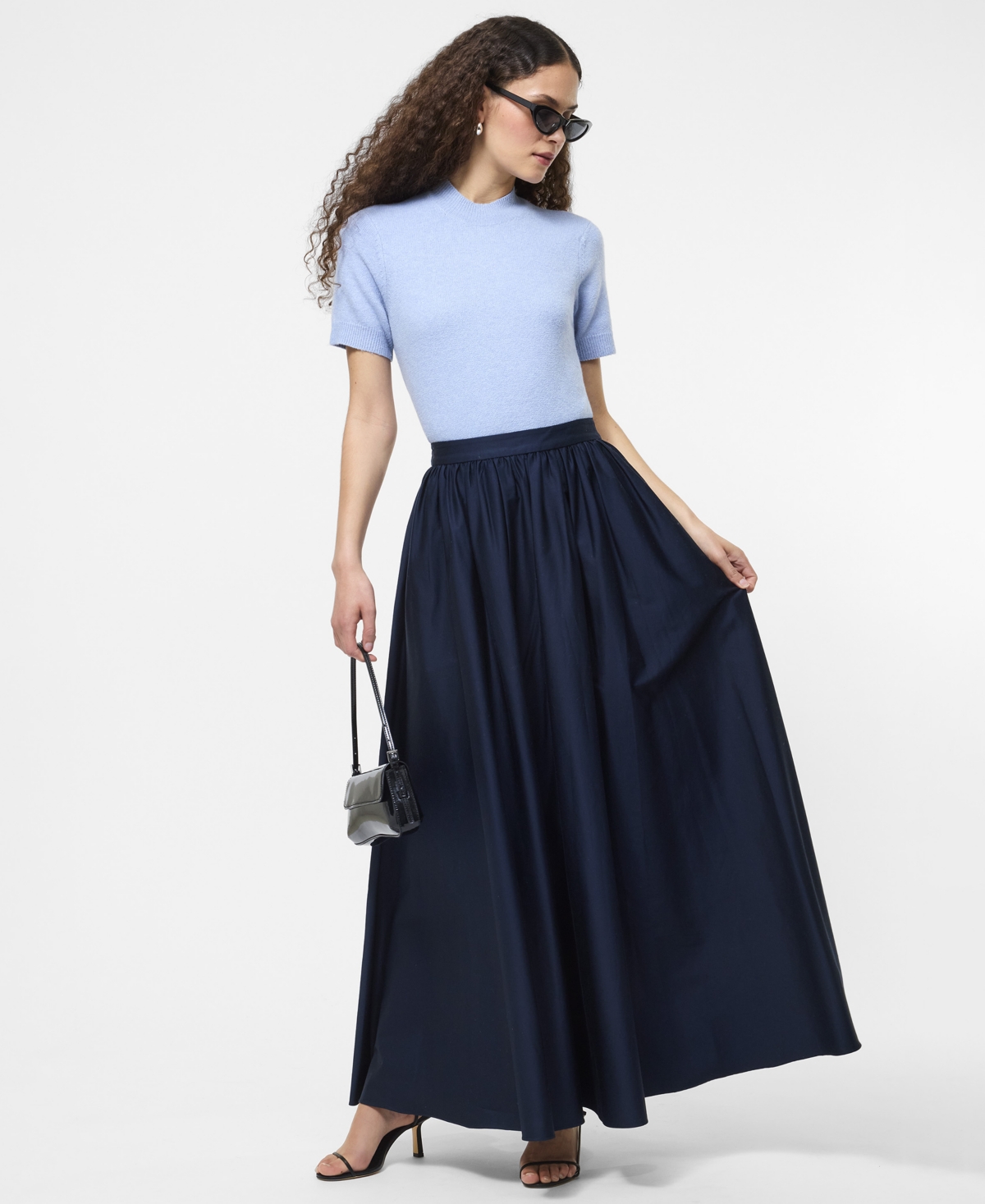 French Connection Vhari Short Sleeve Crop Sweater In Blue