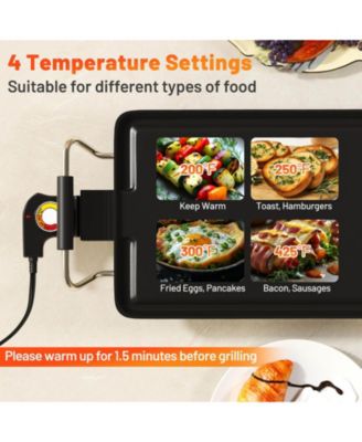 Extra Large Electric Teppanyaki Grill with 2 Cooking Surface Adjustable Temperatures and Drip Tray