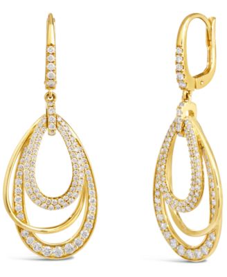 Nude Diamond Multi Layered Teardrop Orbital Drop Earrings (1-1/2 ct. t.w.) in 14k Rose Gold