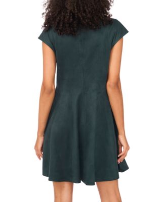 Women's Faux-Suede Cap Sleeves Mini Dress