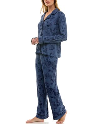 Women's 2-Piece Long Sleeve Top and Printed Pajama Set