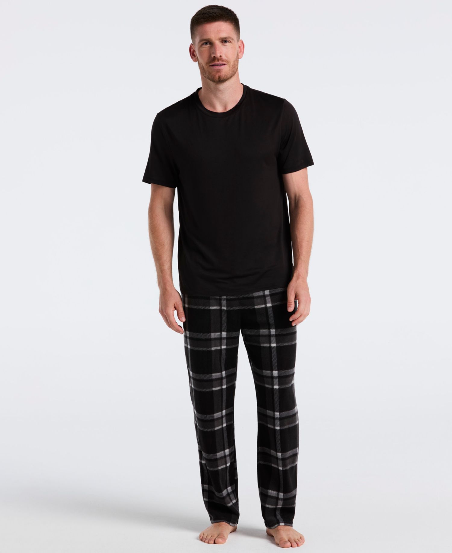 Men's Fleece Buffalo Plaid Print Sleep Pants