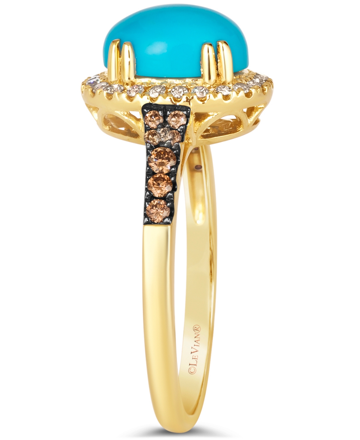 Le Vian Robins Egg Blue Turquoise (2 Ct. T.w.) & Diamond (1/3 Ct. T.w.) Halo Ring In 14k Rose Gold In Gold
