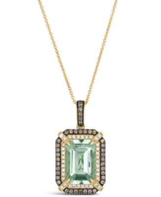 Deep Sea Blue Topaz (3-9/10 ct. t.w.), Chocolate Diamond (1/4 ct. t.w.) and Nude Diamond (1/5 ct. t.w.) Pendant Necklace in 14k Strawberry Gold