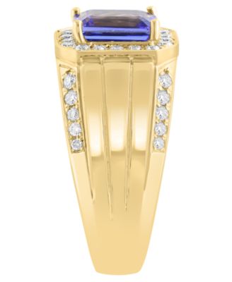Men's Diamond (1/2 ct. t.w.) and Tanzanite (1-1/3 ct. t.w.) Ring in 14K Yellow Gold