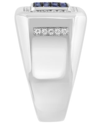 Sapphire (3/4 ct. t.w.) and White Zircon (5/8 ct. t.w.) Ring in Sterling Silver