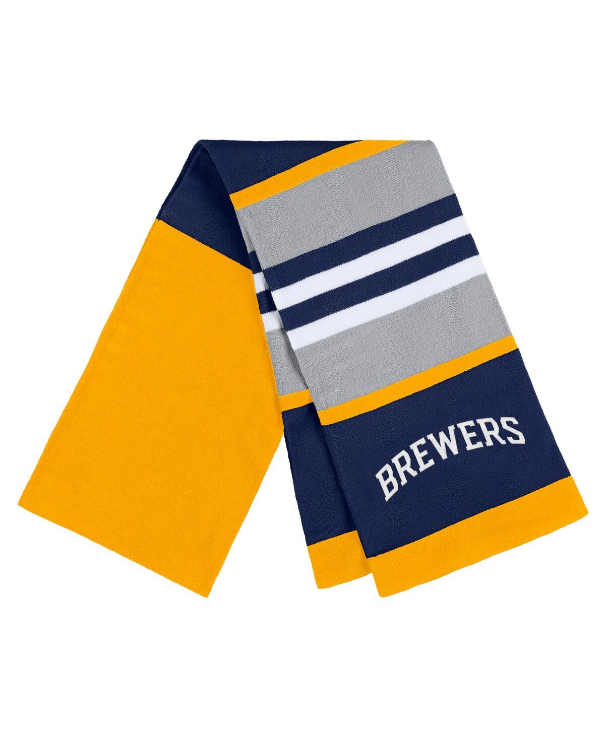 Wear By Erin Andrews Women's Milwaukee Brewers Stripe Glove Scarf Set In Yellow