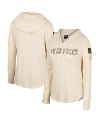 Colosseum - Women's Cream Penn State Nittany Lions OHT Military Appreciation Casey Raglan Long Sleeve Hoodie T-Shirt