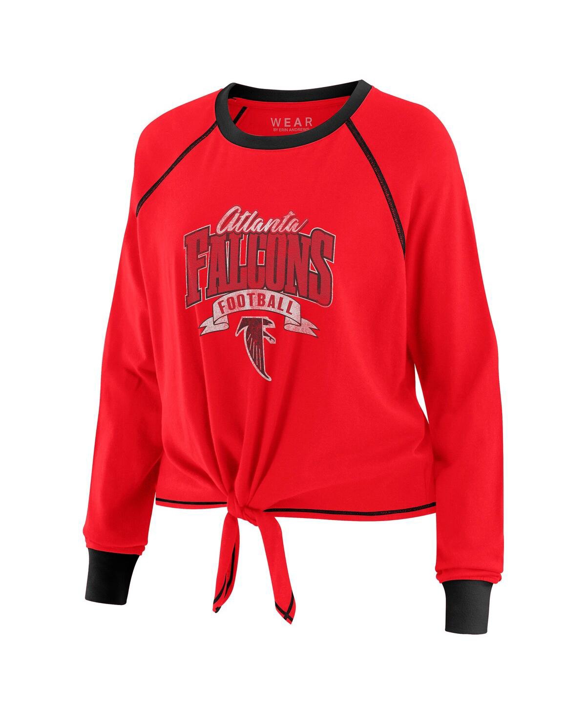 Wear by Erin Andrews Women's Red/Black Atlanta Falcons Tie-Front Long Sleeve Top
