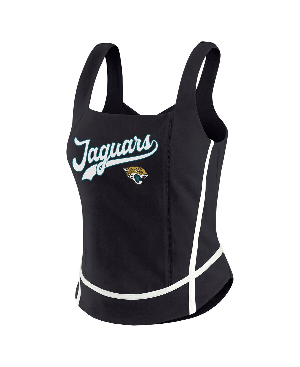 Wear By Erin Andrews Women's Black Jacksonville Jaguars Square Neck Tank Top In Black