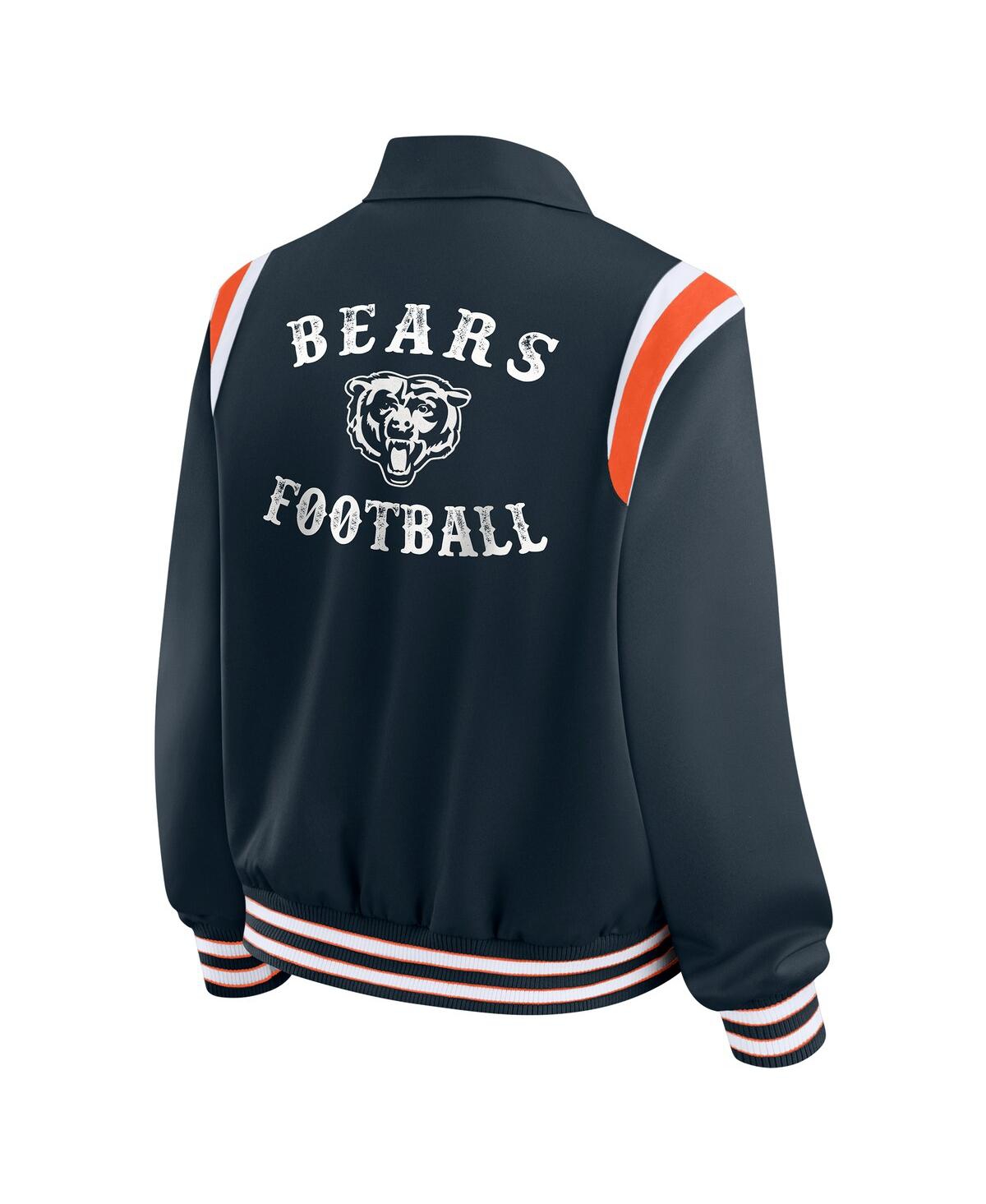 Wear By Erin Andrews Women's Navy Chicago Bears Varsity Lightweight Full-snap Jacket In Green