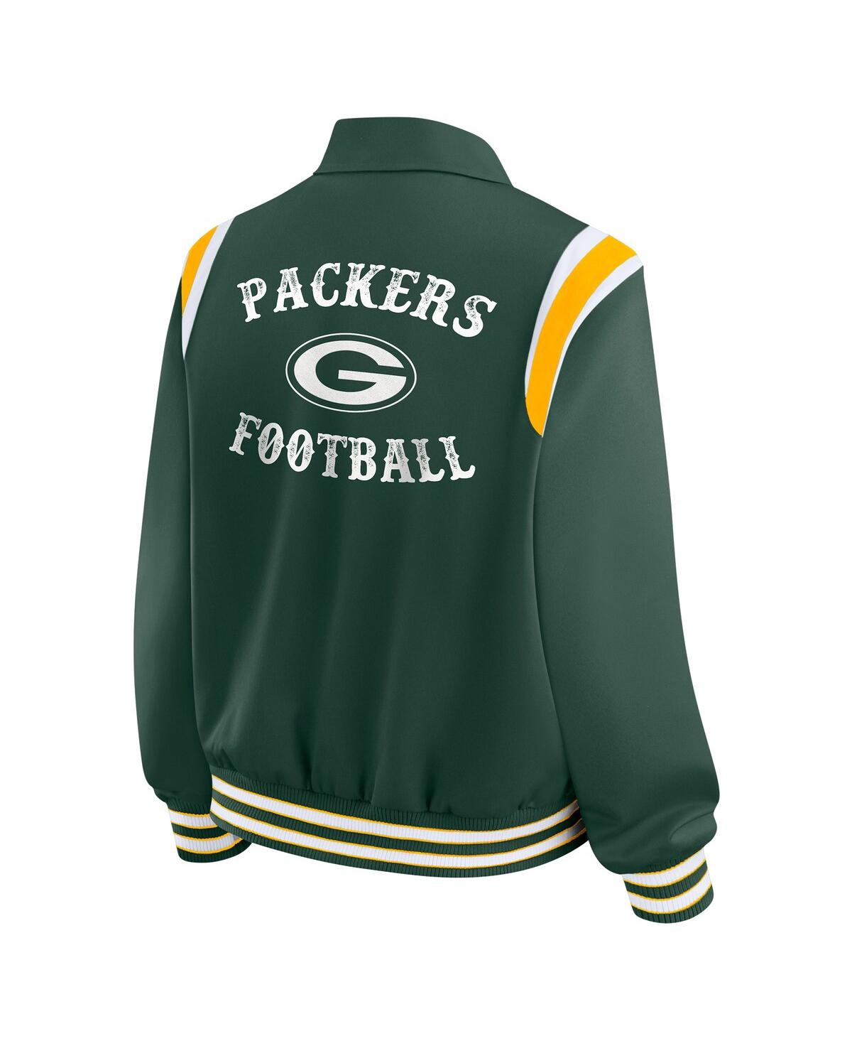 Wear by Erin Andrews Women's Green Bay Packers Varsity Lightweight Full-Snap Jacket