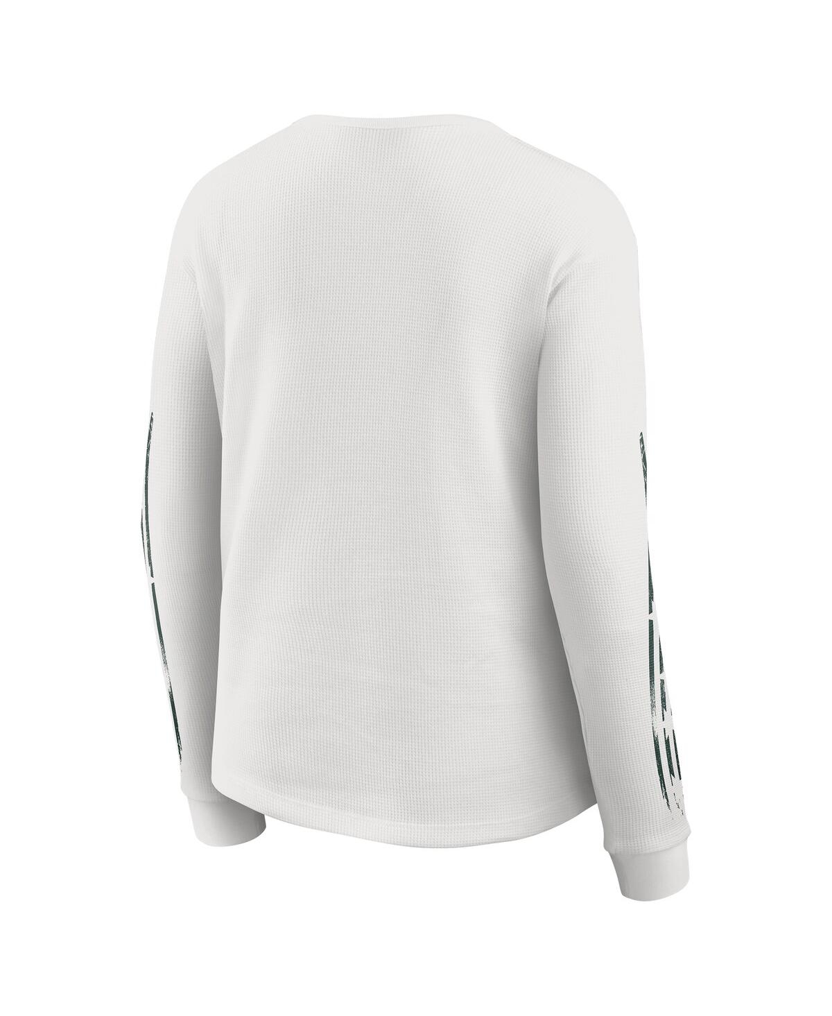 Wear By Erin Andrews Women's White Green Bay Packers Graphic Waffle Long-sleeve T-shirt In White