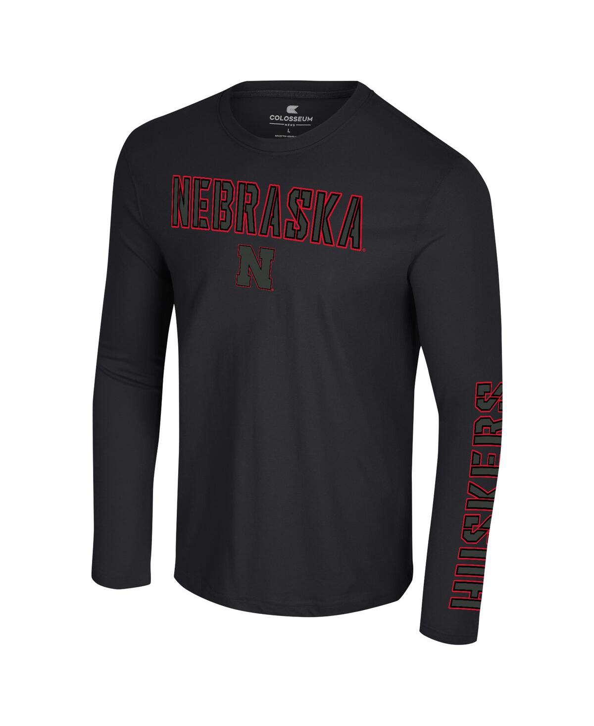 Colosseum Men's Black Nebraska Huskers Color Pop Active Blend 2-Hit Long Sleeve T-Shirt