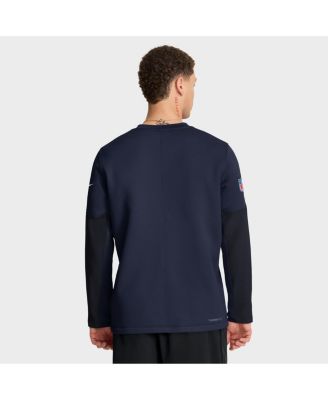 Men's Navy New England Patriots Sideline Scripted to Win Performance Long Sleeve T-Shirt