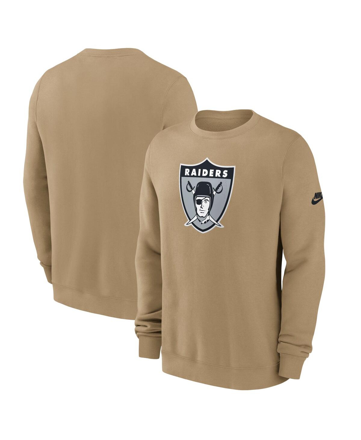 Nike Men's Tan Las Vegas Raiders Swing Pass Rewind Club Pullover Sweatshirt In Neutral