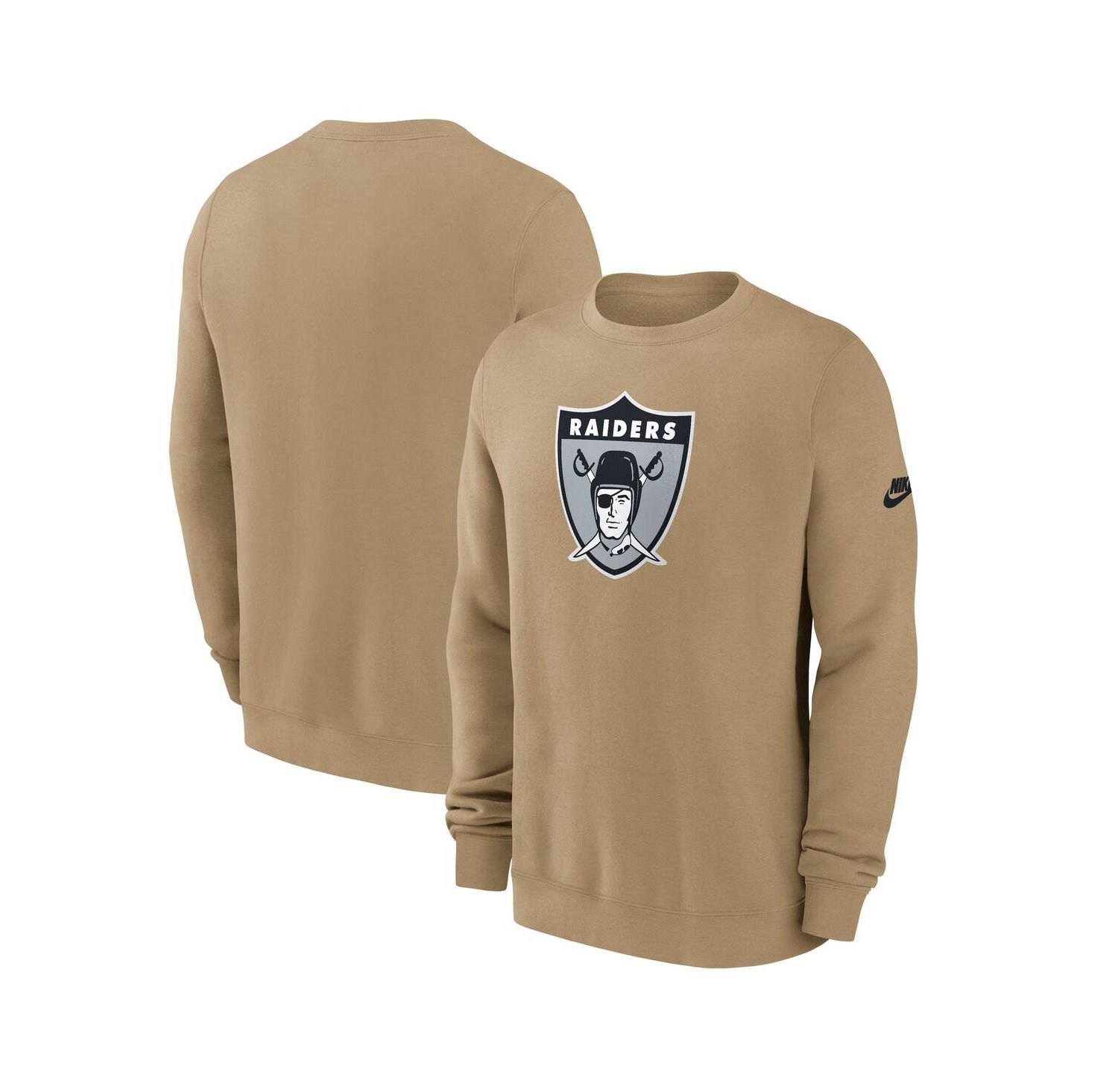 Men's Tan Las Vegas Raiders Swing Pass Rewind Club Pullover Sweatshirt
