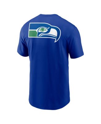 Men's Royal Seattle Seahawks Rewind Front and Back Hit Essential T-Shirt