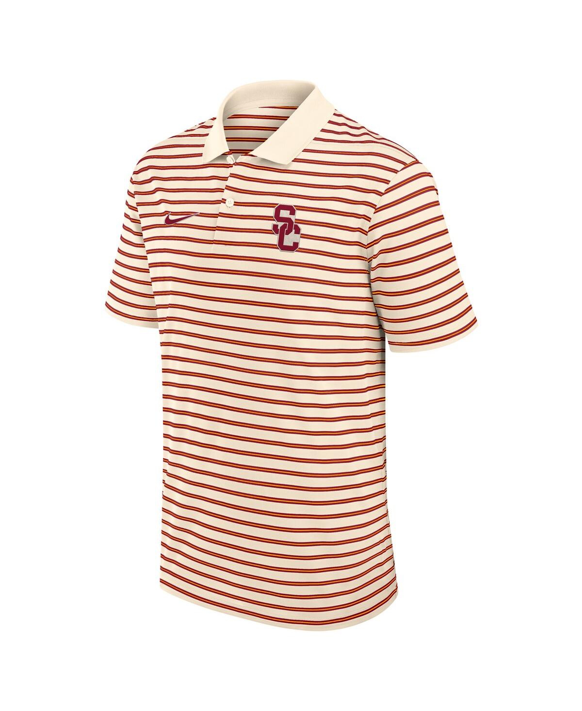 Nike Men's Tan Usc Trojans Solid Foundation Striped Performance Polo Shirt