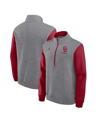 Jordan - Men's Heather Gray Oklahoma Sooners Club Fleece Half-Zip Pullover