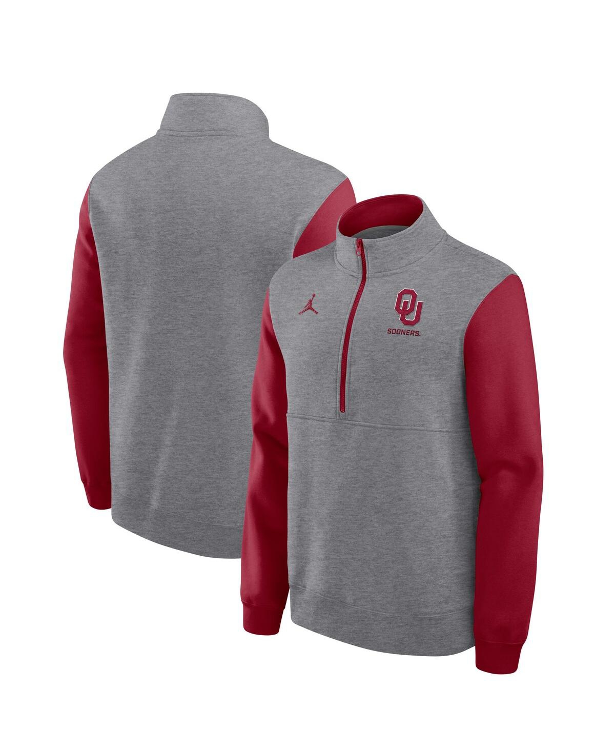 Jordan Men's Heather Gray Oklahoma Sooners Club Fleece Half-Zip Pullover