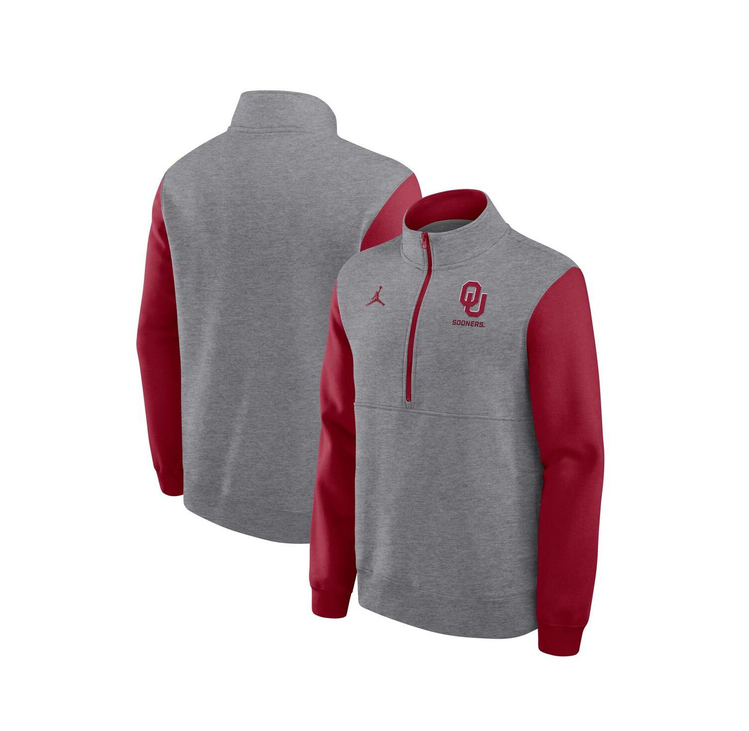 Men's Heather Gray Oklahoma Sooners Club Fleece Half-Zip Pullover