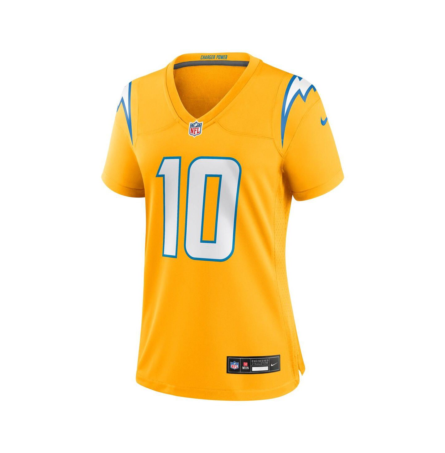 Женский топ Nike Justin Herbert Gold Los Angeles Chargers Alternate Charger Power Game Jersey — фото 2
