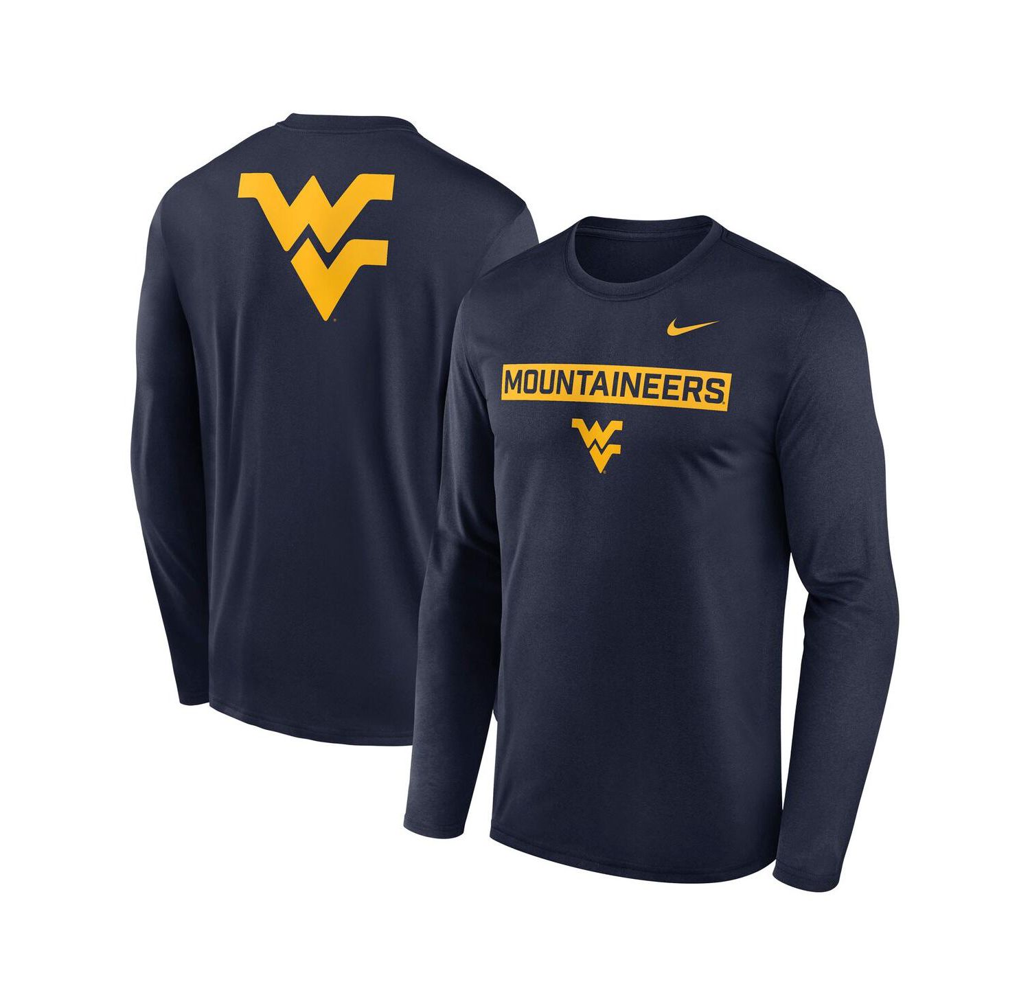 Men's Navy West Virginia Mountaineers Primetime Campus 2-Hit Legend Long Sleeve T-Shirt