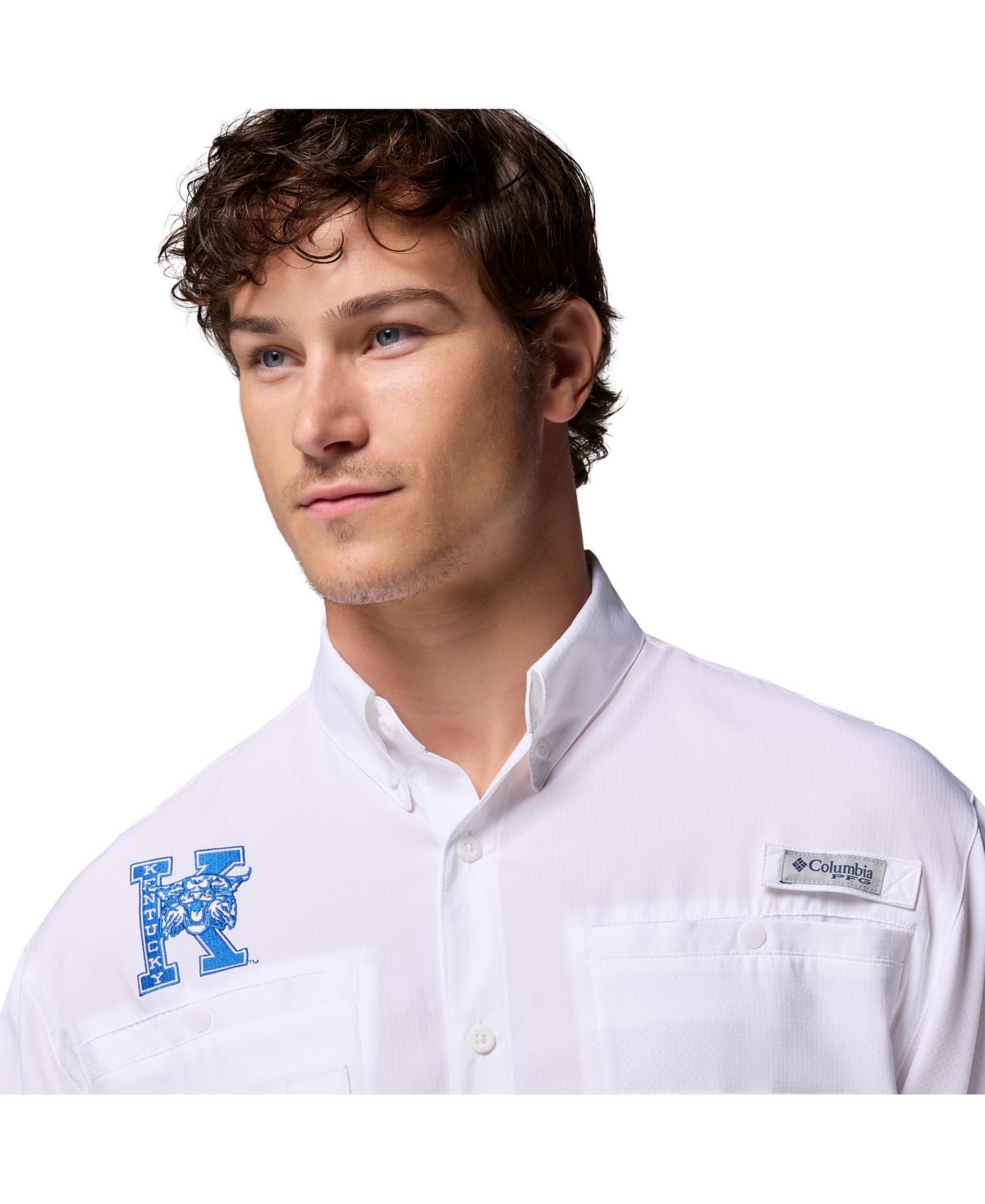Columbia Men's White Kentucky Wildcats Tamiami Omni-shade Button-down Shirt In White