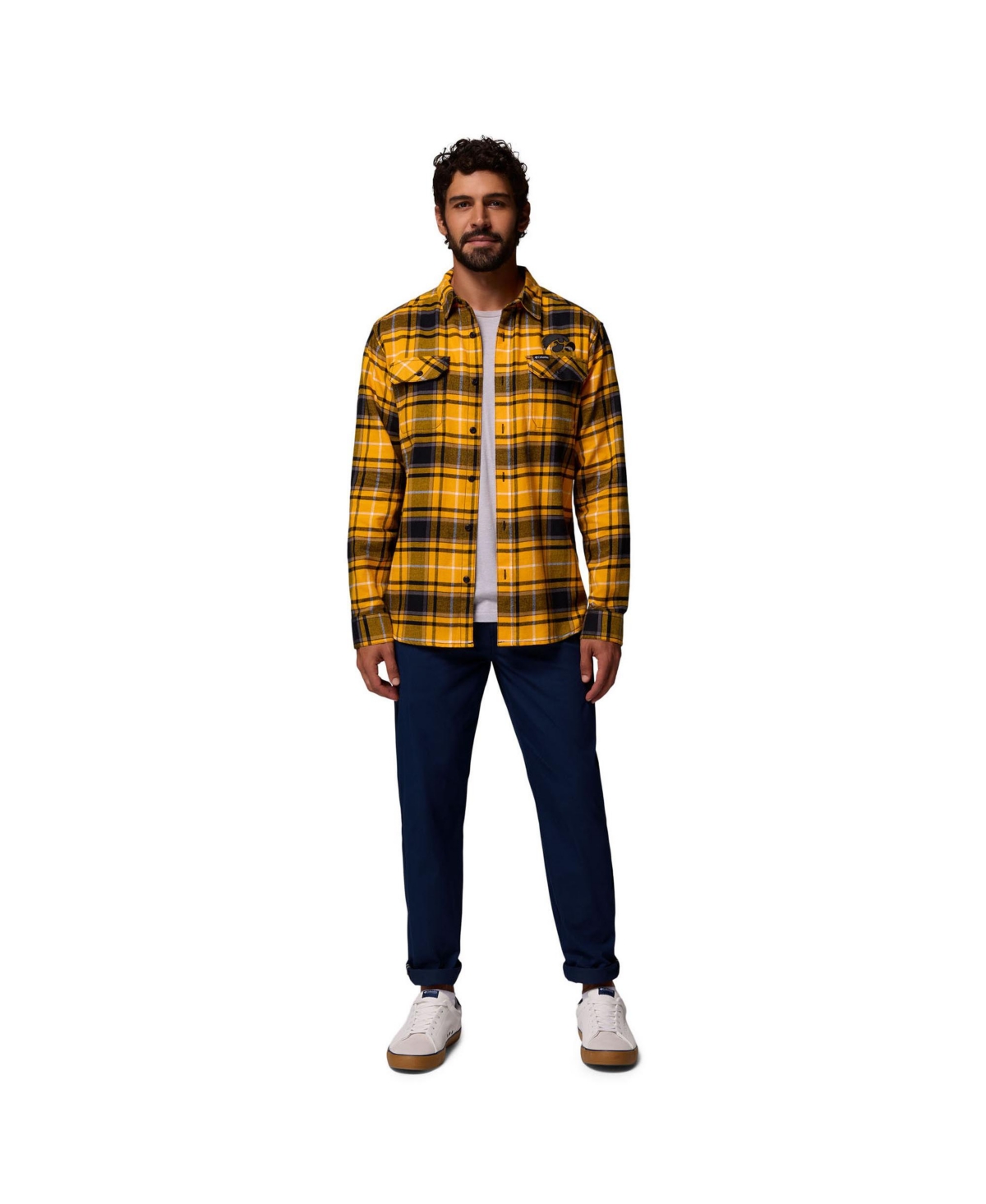 Columbia Men's Gold Iowa Hawkeyes Flare Gun Omni-wick Flannel Long Sleeve Button-up Shirt In Gold