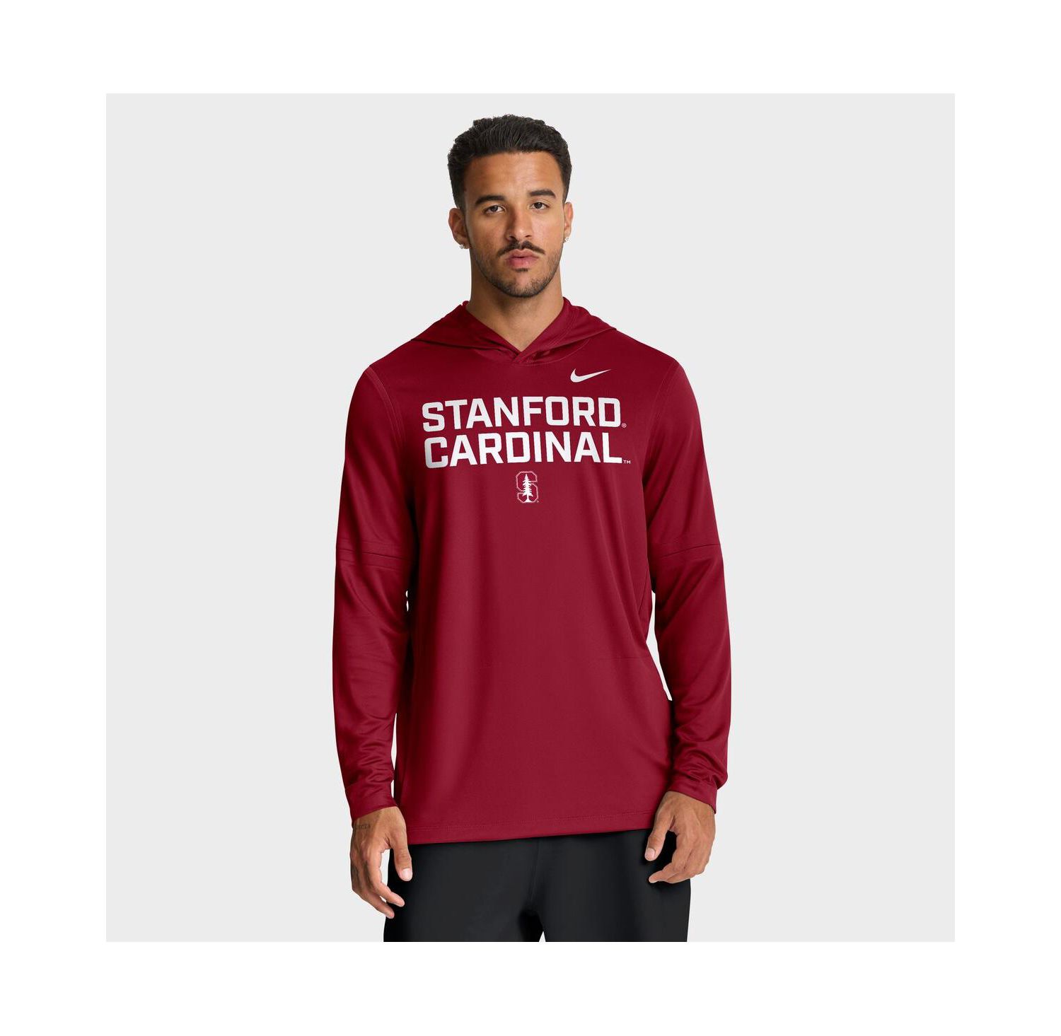 Men's Cardinal Stanford Cardinal 2025 Sideline Dri-FIT Long Sleeve Hoodie T-Shirt