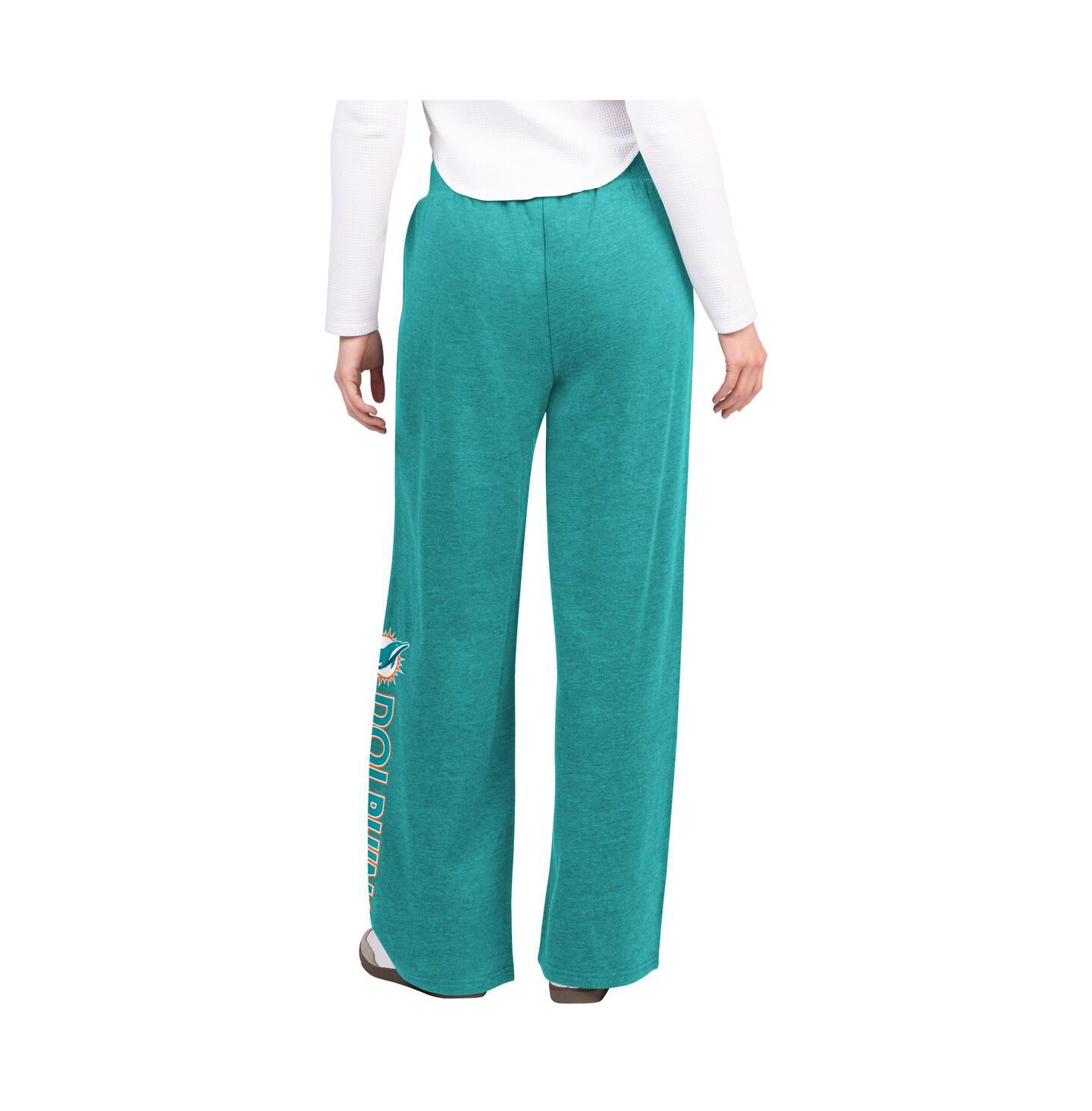 Женские брюки G-III 4Her by Carl Banks Aqua Miami Dolphins Field Wide Leg Sweatpants — фото 2