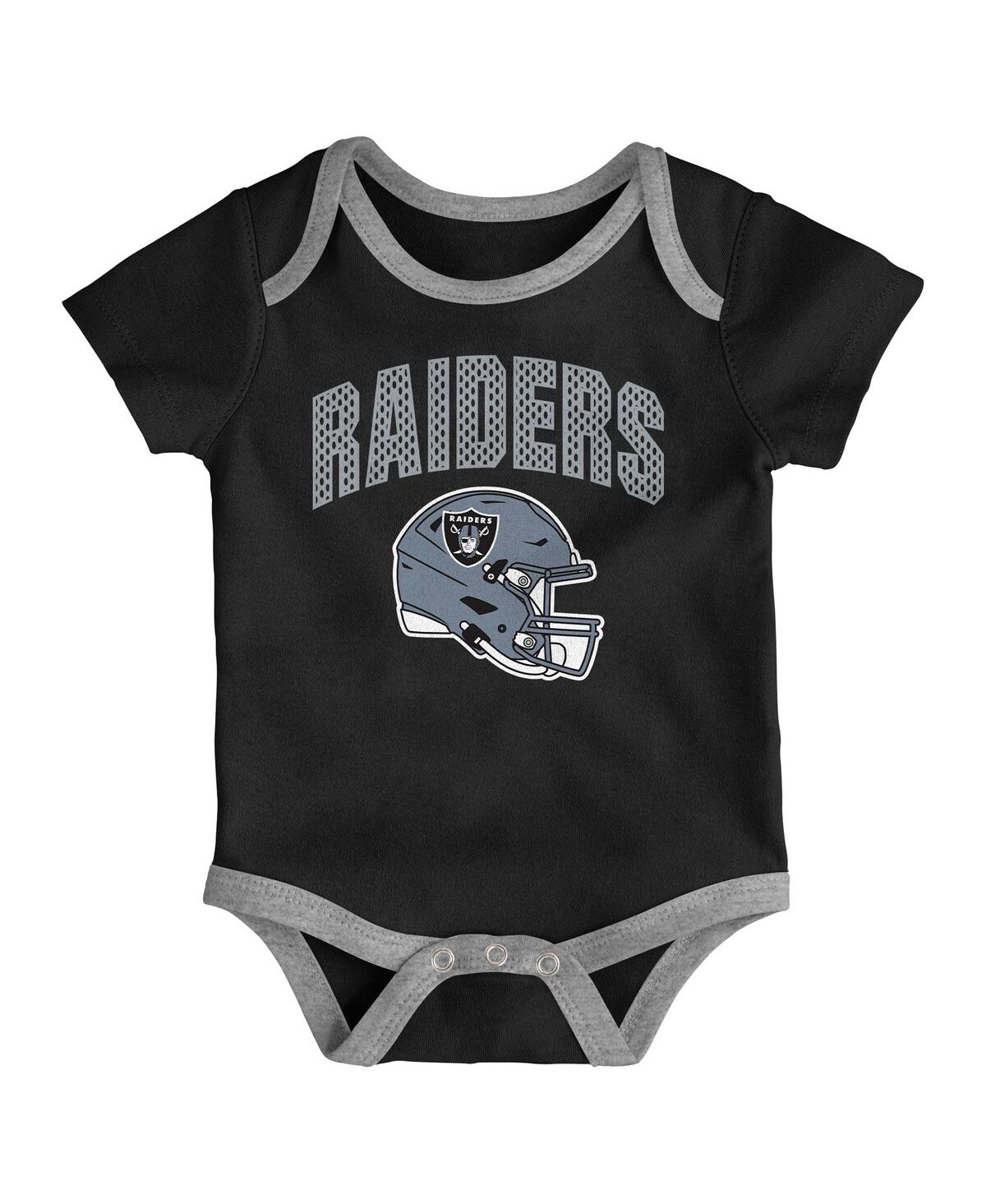 Outerstuff Baby Boys And Girls 3-piece Las Vegas Raiders All Day Play Bodysuit Set In Multi