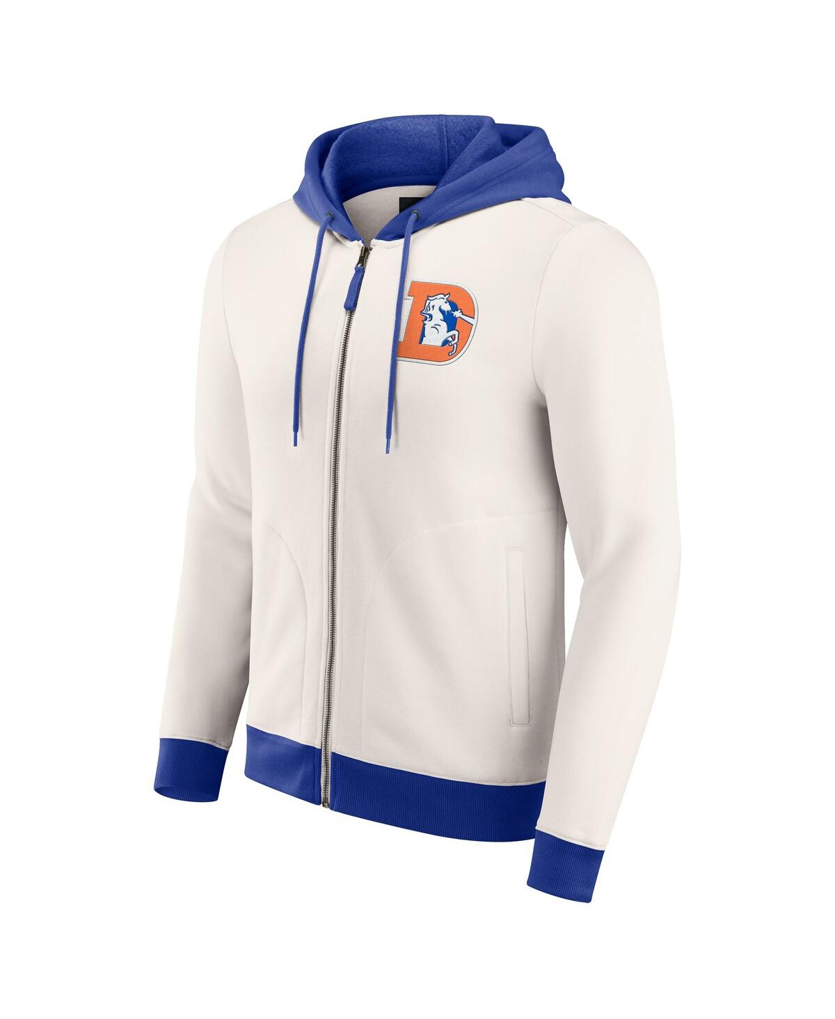 Fanatics Darius Rucker Collection By  Men's Cream Denver Broncos Distressed Graphics Full-zip Hoodie In White