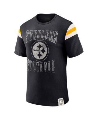 Darius Rucker Collection by Men's Black Pittsburgh Steelers Football Stripe Sleeve T-Shirt
