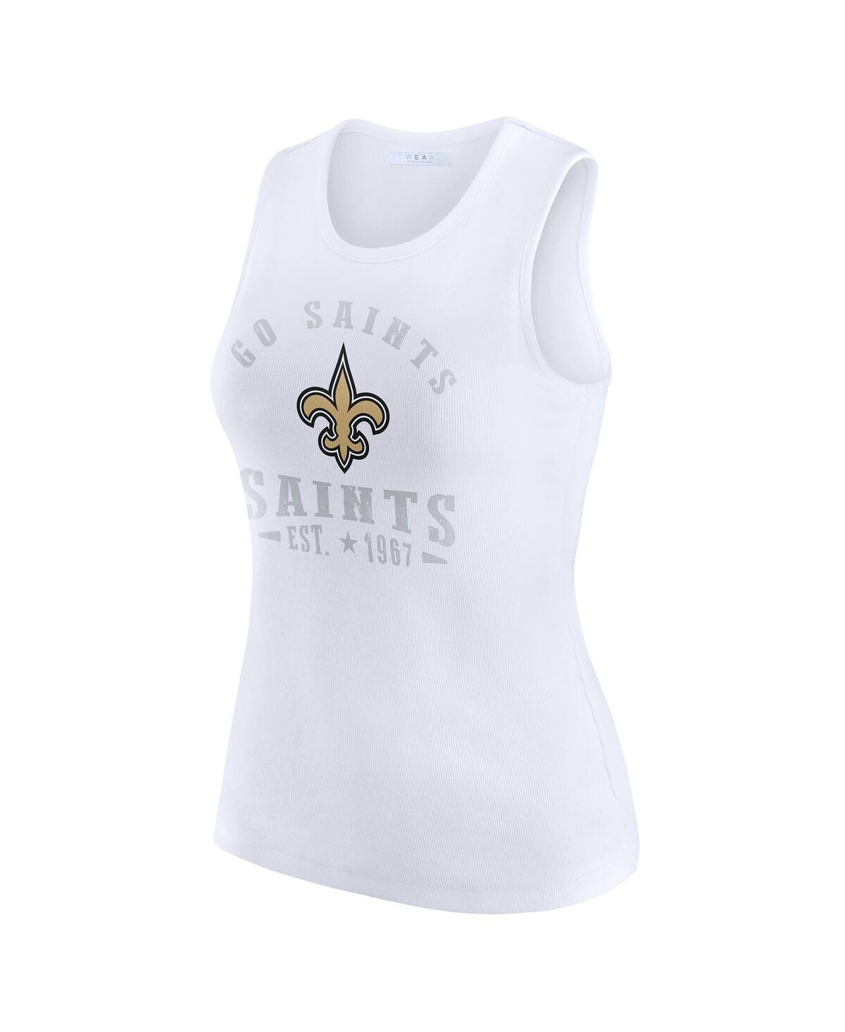 Wear By Erin Andrews Women's White New Orleans Saints Ribbed Graphic Tank Top In White