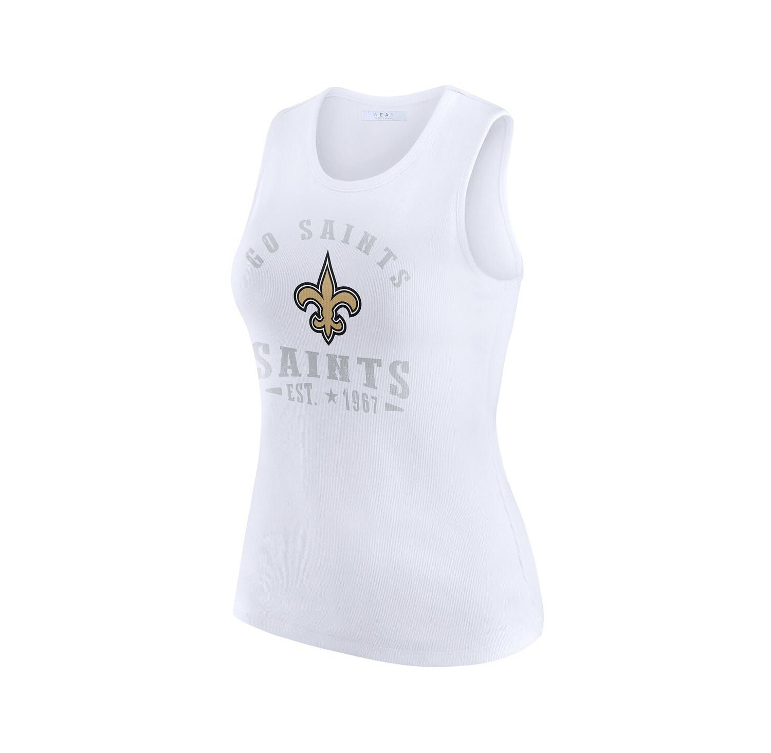Women's White New Orleans Saints Ribbed Graphic Tank Top
