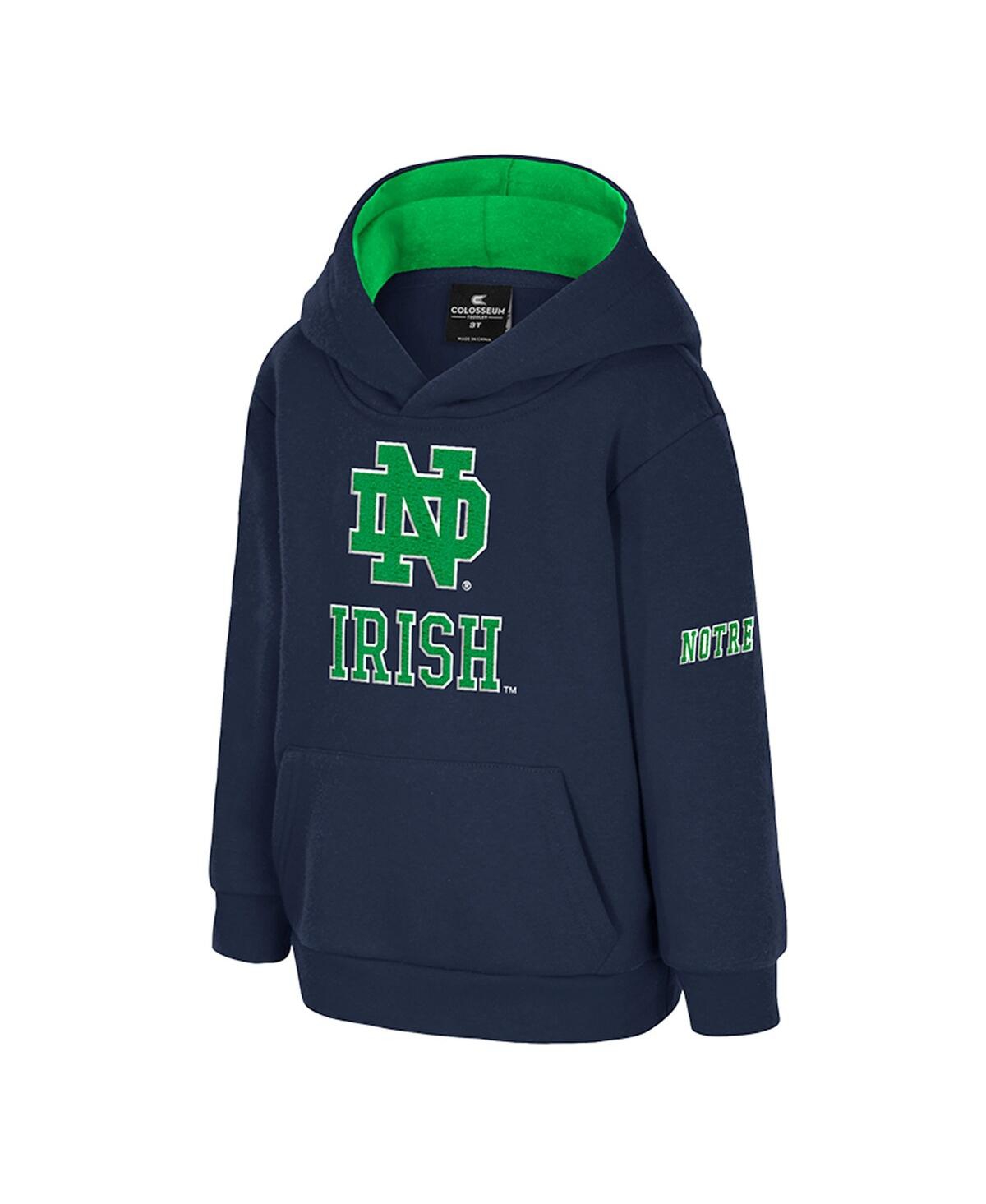 Colosseum Toddler Navy Notre Dame Fighting Irish Big Logo Volume Fleece Pullover Hoodie In Blue