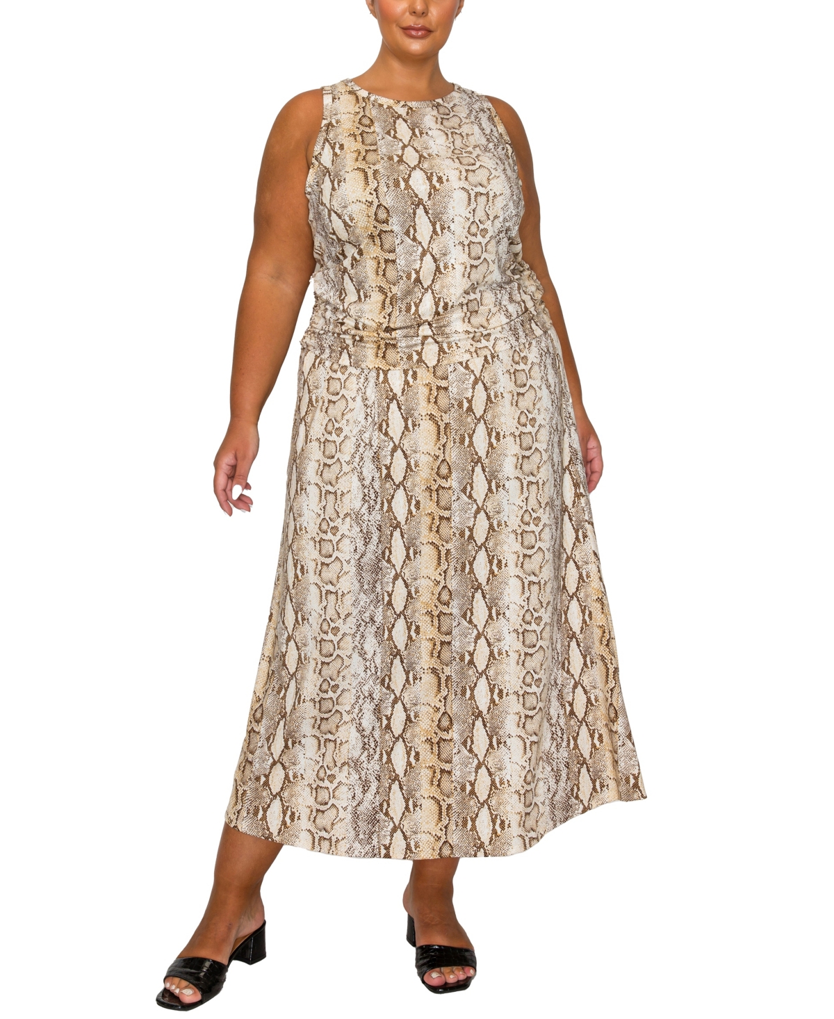 Coin 1804 Plus Python Side Ruched Tank Top