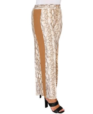 Plus Size Python Side Contrast Pants
