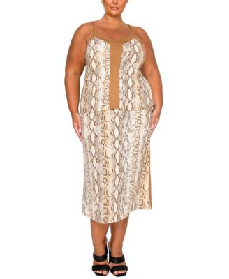 Plus Size Python Contrast Panel Cami Top