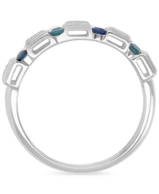 Diamond (0.129 ct. t.w.) and Blue Sapphire (0.592 ct. t.w.) Ring in Sterling Silver