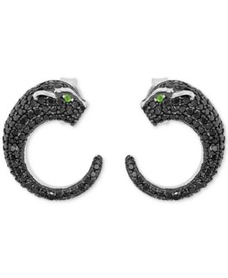 Black Spinel and Chrome Diopside Earrings (0.01 ct. t.w.) in Sterling Silver