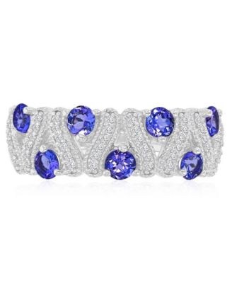 Diamond (0.144 ct. t.w.) and Tanzanite (0.84 ct. t.w.) Ring in Sterling Silver