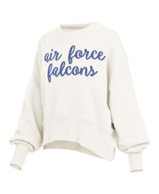Women's Cream Air Force Falcons Oversized Chelsea Waist Length Pullover Sweatshirt
