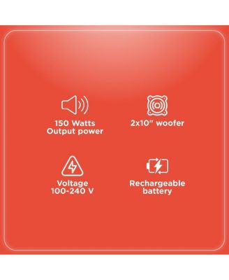 150W Party Tower PA Speaker with Two 10 inch Woofers, Lights and Wheels For Easy Mobility 4001966